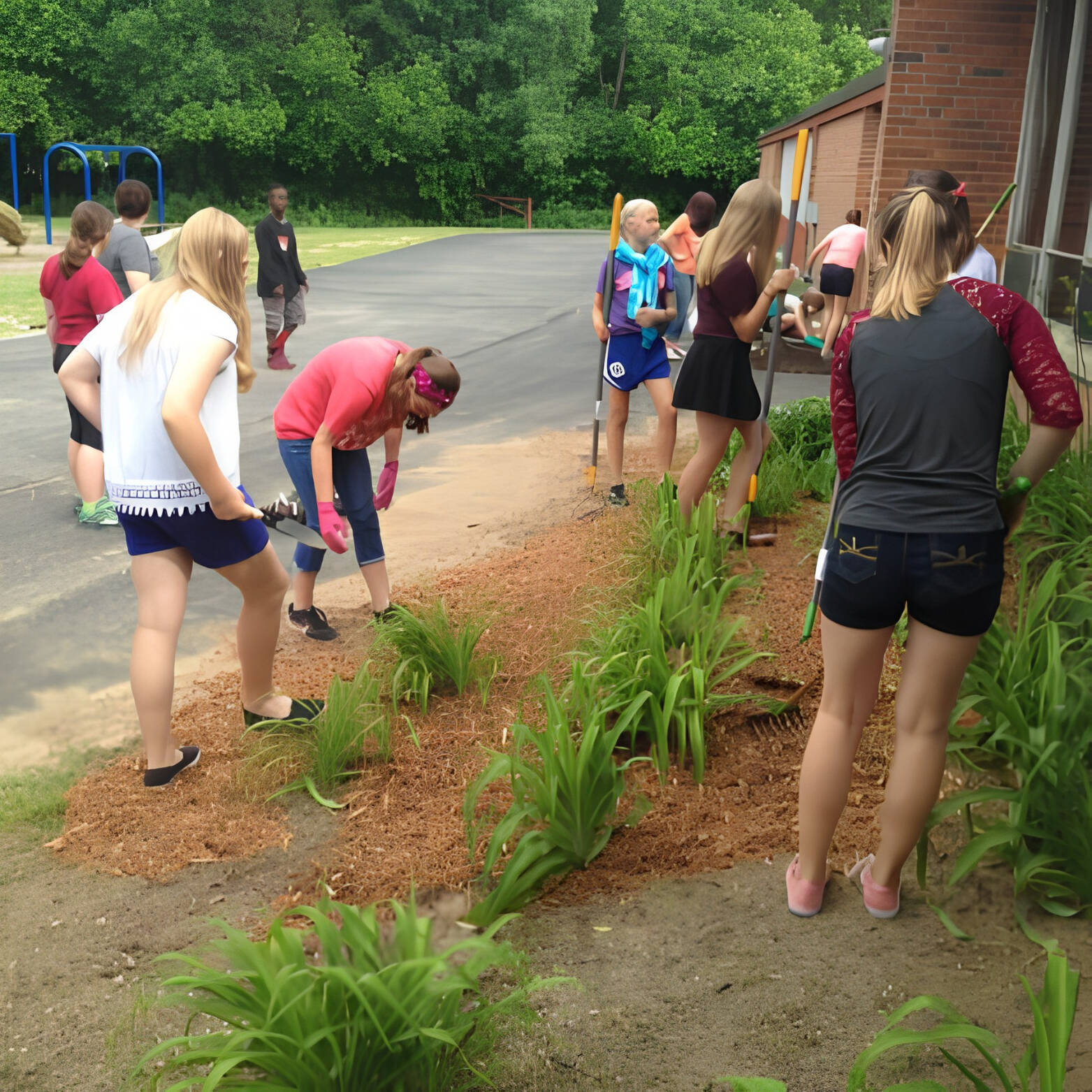 Group of All Saints Students Gardening